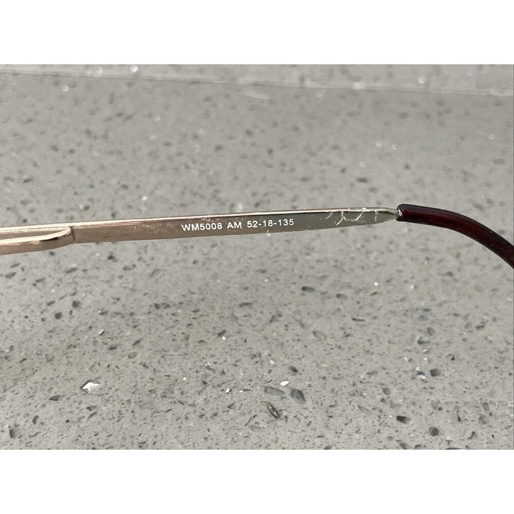 EYEGLASSES ECCA WM 5008 AM TORTOISE GOLD METAL FRAMES ONLY 52-18-135 red round